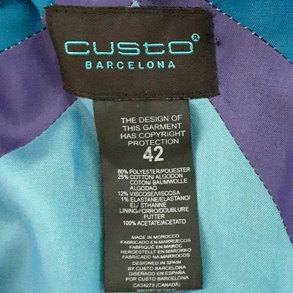 Custo Barcelona Vintage Plaid Double Breasted Belted Coat Embroidered Size 10 - Picture 14 of 16